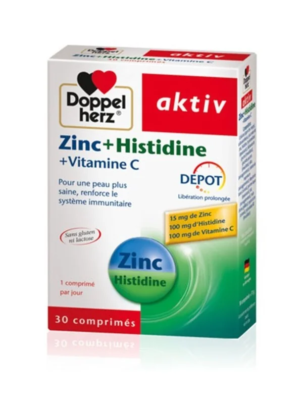 Doppel herz AKTIV ZINC + HISTIDINE + VITAMINE C, 30 Comprimés
