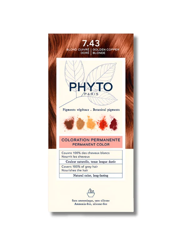 PHYTO PHYTOCOLOR - COLORATION PERMANENTE BLOND CUIVRE DORE 7.43