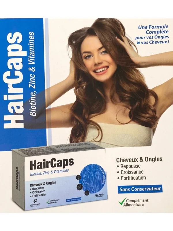 HairCaps Biotine, Zinc et Vitamines 30 gélules