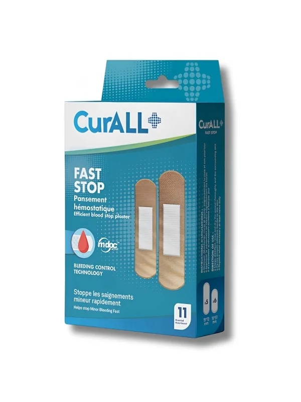 CURALL FAST STOP - PANSEMENT ARRÊT DE L'ÉCOULEMENT DU SANG BOITE DE 11 2 FORMATS