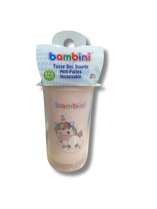 BAMBINI - TASSE BEC SOUPLE ANTI-FUITE INCASSABLE +6MOIS