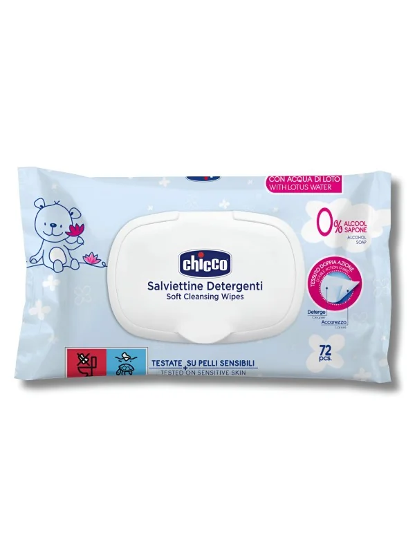 CHICCO - LINGETTES NETTOYANTES PEAUX SENSIBLES 72 PIECES +0MOIS