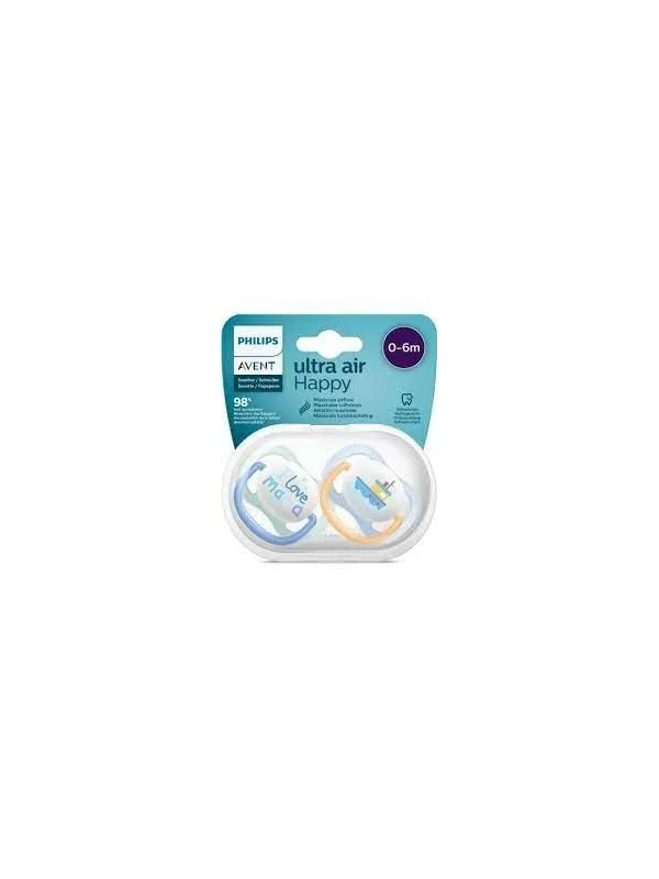 Avent sucette Natural Ultra Air Happy 0-6mois Bleu